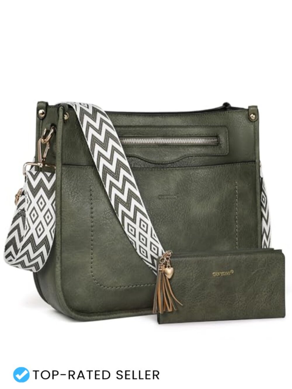 TANTOMI 2PCS Crossbody Bag Set Faux Leather Hobo Handbag Wallet